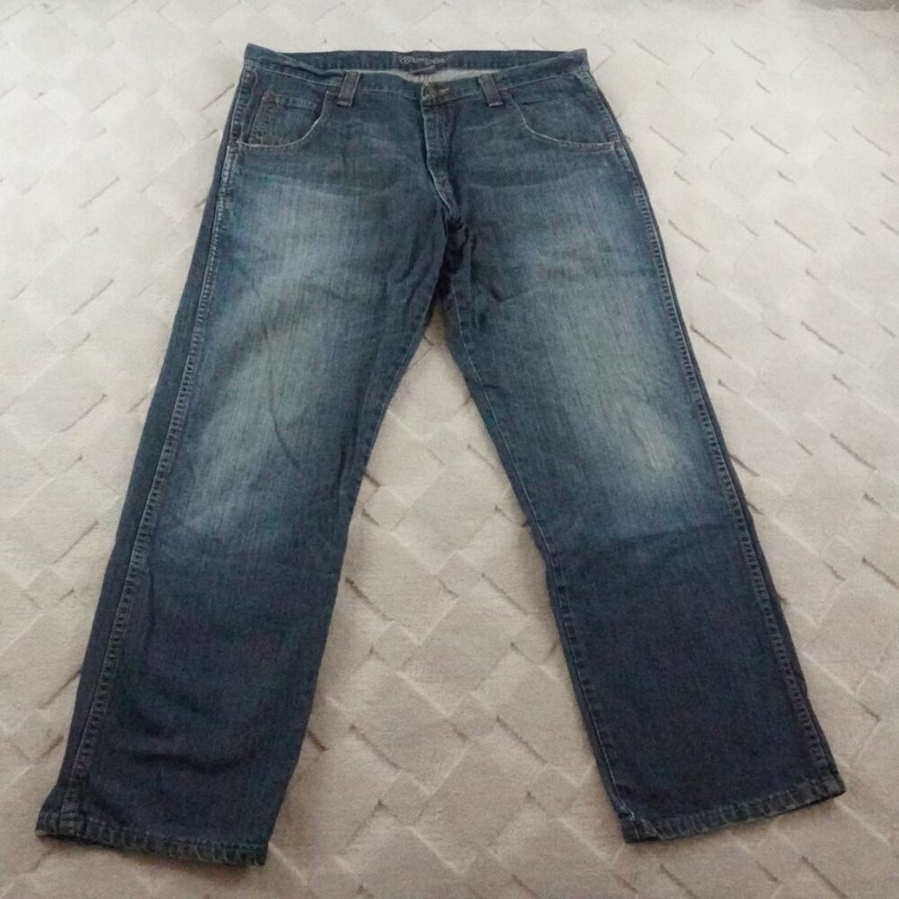 Wrangler Straight Leg Jean Mens 38x32 Dark Wash Denim Western Rodeo Cowboy